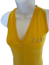 Zara yellow Tank Top Small Bling Spell out - £10.24 GBP