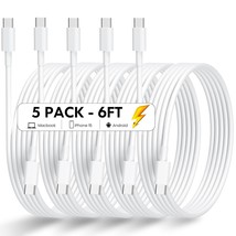 USB C Charger Cable USB C to USB C Cable 5Pack 6ft 60W 3A 15 Charger Cable Fast  - £17.65 GBP