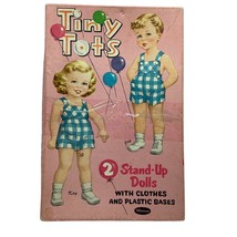 Whitman 2 Tiny Tots Stand Up Dolls 1957 MCM Paper Cloths Accessories Vintage 50s - £26.13 GBP