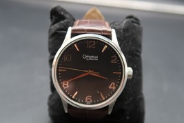 Caravelle Bulova Mens Wrist Watch Black and Copper Tone Leather Band Kee... - $125.00