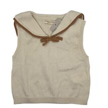 Gingersnaps Baby Marina Sailor Knit Sweater Vest Bow Collar Beige Cotton... - $53.05 CAD