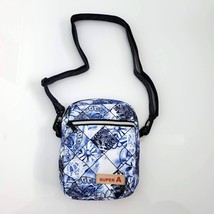 New Handmade Canvas Crossbody Bag Blue Porcelain Print 6&quot;x 8&quot; x 2&quot; Adjus... - £26.37 GBP