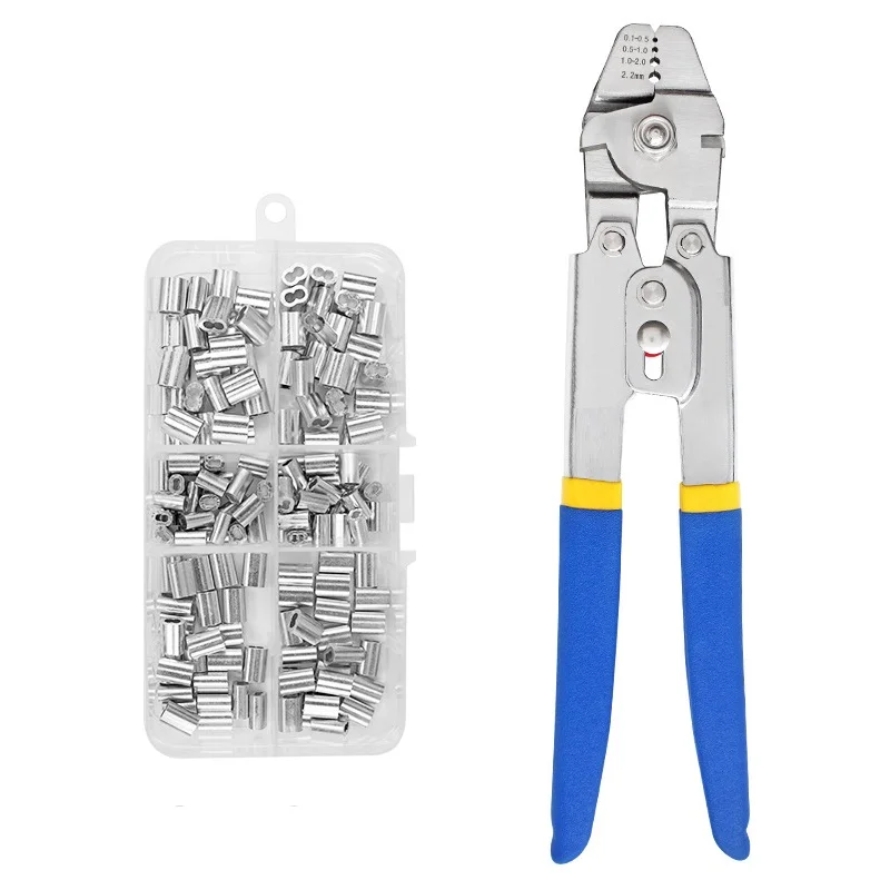 Up To 2.2mm Wire Rope Crimping Tool With 150Pcs 3 Size Aluminum Double Barrel - £29.09 GBP