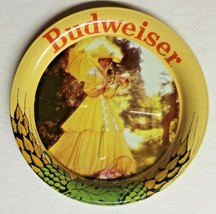 Vintage Budweiser Beer Anheuser Busch Lady n Yellow Metal Coasters 3.5&quot; New U139 - £7.18 GBP