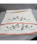Vintage Handmade Embroidered Peach Floral and Butterfly 28&quot;x20.5&quot; Pillow... - €23,70 EUR
