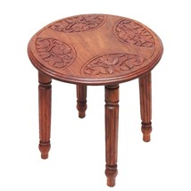 Coffee table 18 inches side Corner Table Brass Carving antique round Furniture - £141.84 GBP