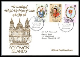 1981 Solomon Islands Fdc Cover - Hrh Prince Of Wales Wedding C1 - £2.33 GBP
