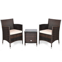 3 Pcs Outdoor Rattan Wicker Furniture Set-Beige - Color: Beige - $188.99