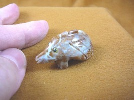 Y-HED-23) little tan HEDGEHOG animal gem stone carving SOAPSTONE PERU he... - $8.59