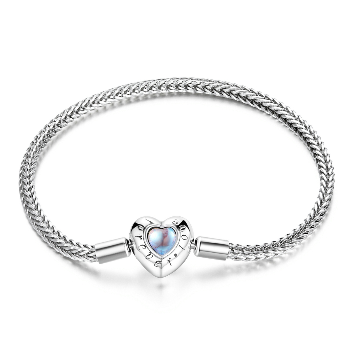 Primary image for S925 Sterling Silver Heart Moonstone Bracelet, Size:17cm