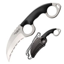 Cold Steel Double Agent I Serrated Knife with Sheath Black Silver - £24.30 GBP