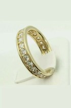 1.50 Ct Simulated Round Eternity Wedding Bridal Ring Band 14K Yellow Gold Plated - £55.60 GBP
