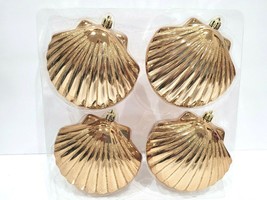 Christmas Coastal Beach Nautical Gold Clam Plastic Tree Ornaments Decor 4&quot; - $28.70