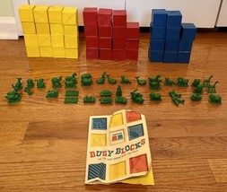 46 Vintage Tupperware Tupper Toys BUSY BLOCK ALPHABETS WITH 38 GREEN FIG... - $49.47