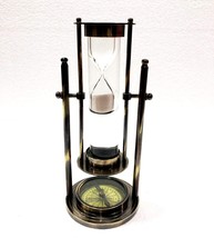 Revolving White Sand Timer 9&quot; Antique Solid Brass Ship Maritime Wheel Ho... - £39.39 GBP