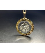 Crown Trifari Leo Zodiac Necklace Vintage Intaglio Pendant Golden Filigr... - $44.52