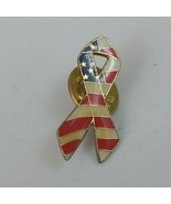 Vintage American USA Stars &amp; Stripes Awareness Ribbon Lapel Pin - €3,82 EUR