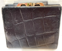 Vintage Koret Genuine Leather Black Croc Embossed Bi Fold Credit Card Ki... - $18.54