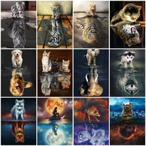 Color: P, Size: 60x80cm, Style: No frame - Intrigued reflection - Animal... - $37.36