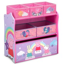 Peppa Pig Toy Storage Organizer 6-Bin Toys Box Multi-Bin Wood Frame Pink... - £50.58 GBP