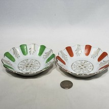 Set of 2 Hand Painted 4.25&quot; Bowls Dishes Occupied Japan SAMPLE W Wreath ... - £13.54 GBP