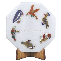 9&quot; Handmade Bird Inlay Mosaic Fine Work White Marble Wall Decorative Til... - £149.45 GBP