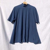 Chico&#39;s Size 3 Touch of Cool Mock Tunic Top Deep Indigo Cotton Blend NWT - £23.73 GBP