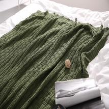 (50 X 60 Inches, Green Forest) Treely 100% Cotton Knitted Throw Blanket Couch - £34.57 GBP