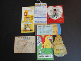 Vintage 1900s middle- Lot Of (7) Paper Items~ Ephemera~ Booklets, Cards, Etc. - £14.47 GBP