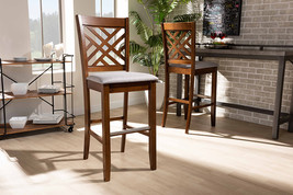 Haines Gray Fabric Walnut Brown 2Pc Bar Stool Set - $217.00