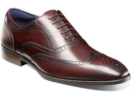 Men&#39;s Stacy Adams Kaine Wingtip Oxford Shoes Leather Burgundy 25569-601 - £96.21 GBP