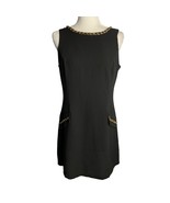 Lipsy London Sleeveless Mini Sheath Dress 10 Black Chain Detail Back Zipper - £22.18 GBP