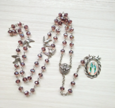 Purple Holy Spirit Dove Rosary Girl&#39;s Confirmation Gift Mary Our Lady of... - $19.99