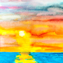 Glorious Sunset - Original Wall Art Handmade Watercolor Florida Painting 11”x14” - £79.13 GBP