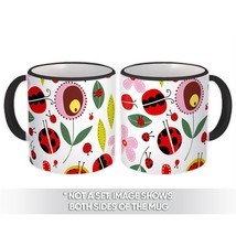 Flowers Bugs : Gift Mug Daisies Ladybugs Leaves Summer Pattern Wedding Baby Show - £12.77 GBP