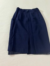 Sassco Women's Blue 100% Wool Back Zipper Pleated Front Pencil Skirt Size 8 image 8
