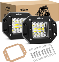 Nilight LED Flush Mount Light Pods Upgraded Spot Flood Combo Beam Drivin... - £27.93 GBP