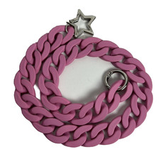 Acrylic smooth rubber coated chunky chain link strap light pink, silver ... - $20.91