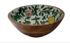 Mango Wooden Serving Bowl  Bird Floral Wood Lacquered Finish Interior Opal House - £14.90 GBP