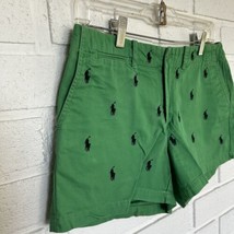 Ralph Lauren Sport Shorts Green Blue Logo All Over Print Womens Size 6 P... - £13.86 GBP
