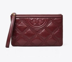 Tory Burch Fleming Soft Glazed Wristlet Quilted Leather Wallet ~NWT~ NEBBIOLO - £132.92 GBP
