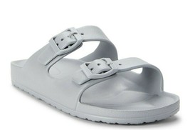 Time &amp; Tru Women&#39;s Double Buckle Sandals Size 9/10 Silver Lightweight Sl... - £12.79 GBP