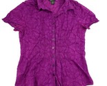 Eddie Bauer Shirt Womens Medium Purple Lightweight Button Up Stretch Cotton - $15.83