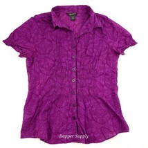 Eddie Bauer Shirt Womens Medium Purple Lightweight Button Up Stretch Cotton - $15.83