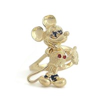 Vintage Mickey Mouse Sapphire Enamel Walt Disney Ring 14K Yellow Gold, 5.03 Gram - £635.36 GBP