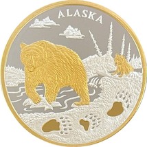 Alaska Mint NEw Revised Bear Tracks Medallion Silver Gold Medallion Proo... - $119.99