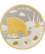 Alaska Mint NEw Revised Bear Tracks Medallion Silver Gold Medallion Proo... - £117.19 GBP