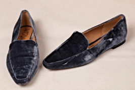 Sam Edelman Emelie Women 6.5 M Loafer Shoes Smokey Gray Velvet Fabric Sq... - $14.20