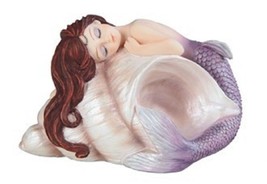 Mermaid 91881 Sleeping on Seashell Figurine Purple Resin 5&quot; L - £23.72 GBP