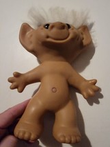 Vintage Uneeda Wishnik Troll Doll White Hair Vtg 8&quot; Toy - £19.59 GBP